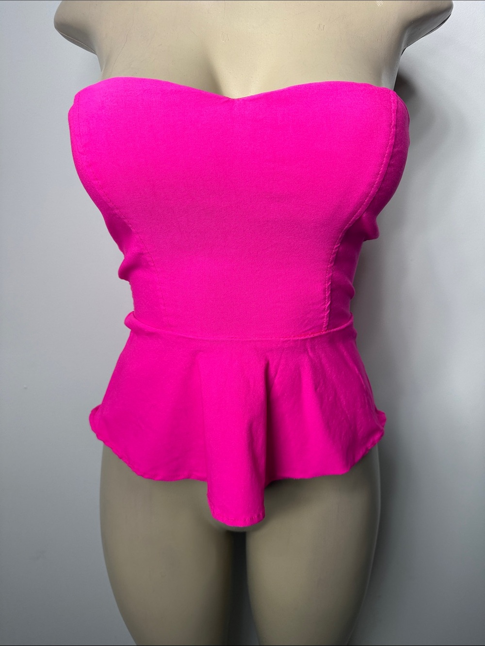 Strapless Peplum Top in Hot Pink